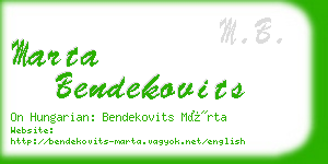 marta bendekovits business card